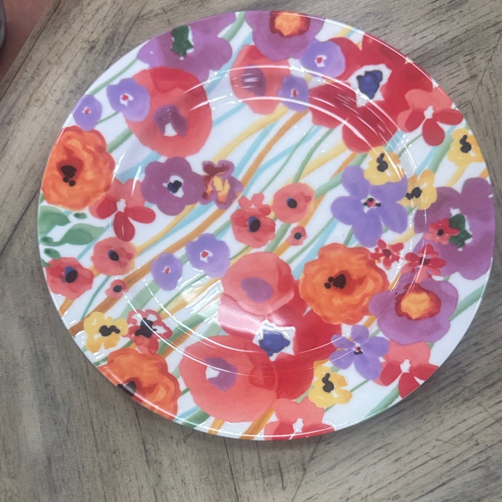 Anthropologie verdant poppies porcelain dinner plate